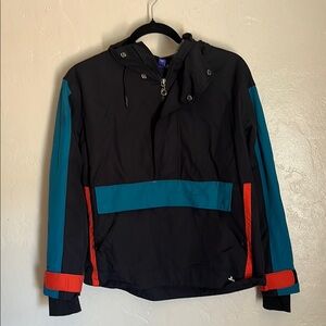 Joy lab Black and Teal Hooded Jacket with orange Accents